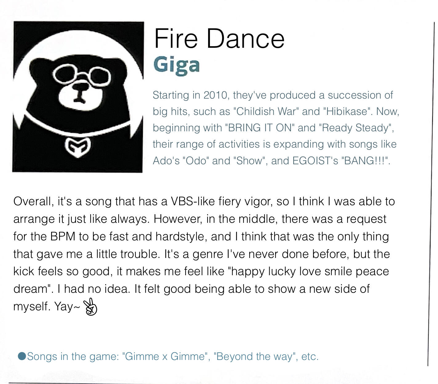 Excerpt from the Music Pamphlet "COLORFUL STAGE! The Movie: A Miku Who Can't Sing". Interview with Giga-P.